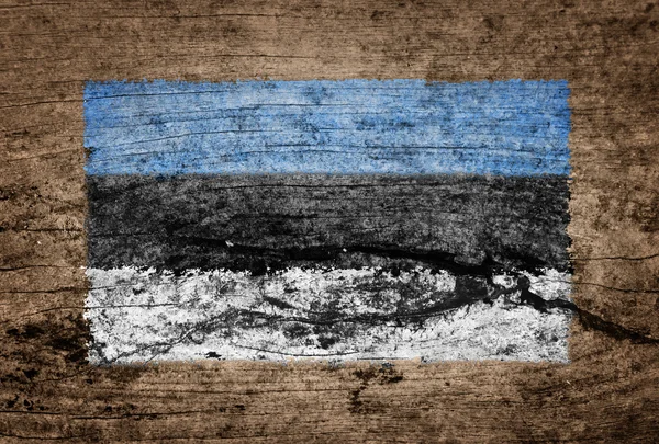 Estonya bayrağı üzerinde ahşap arka plan boyalı — Stok fotoğraf