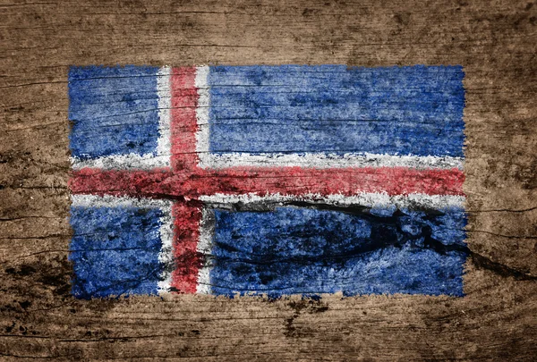 冰岛国旗画在木材的背景 — 图库照片