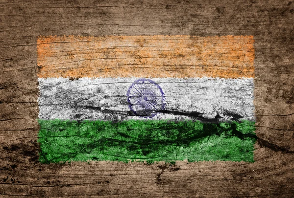 India vlag geschilderd op houten achtergrond — Stockfoto