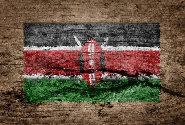 Kenia lippu maalattu puupohjalle — kuvapankkivalokuva
