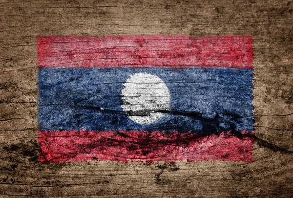 Bandera de Laos pintada sobre fondo de madera —  Fotos de Stock