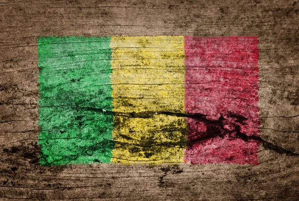 Bandeira do Mali pintada sobre fundo de madeira — Fotografia de Stock