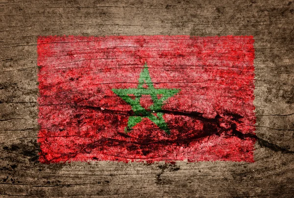 Marokkói zászló festett fa háttér — Stock Fotó