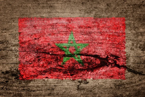 Drapeau du Maroc peint sur fond bois — Photo