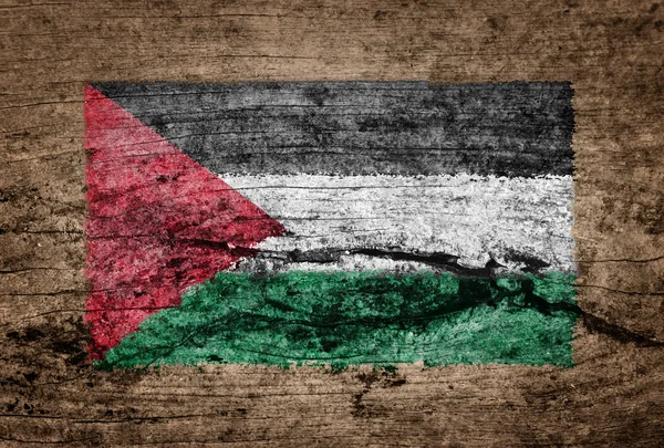 Palestina vlag geschilderd op houten achtergrond — Stockfoto