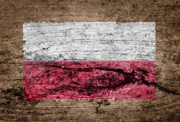 Polonia bandiera dipinta su sfondo legno — Foto Stock