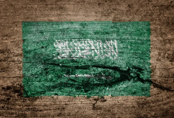 Σημαία της Σαουδικής Αραβίας ζωγραφισμένα σε ξύλο φόντο — Φωτογραφία Αρχείου