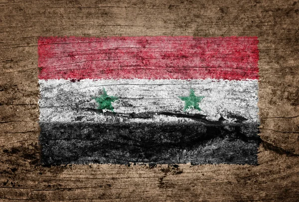 Siria bandiera dipinta su sfondo legno — Foto Stock