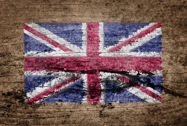 UK flagg målade på trä bakgrund — Stockfoto