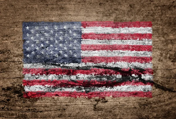 Bandeira dos EUA pintada sobre fundo de madeira — Fotografia de Stock