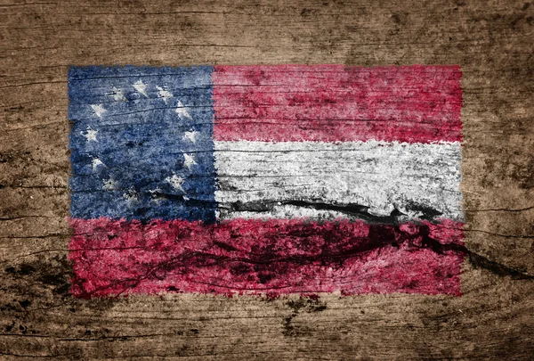 Bandeira confederada pintada sobre fundo de madeira — Fotografia de Stock