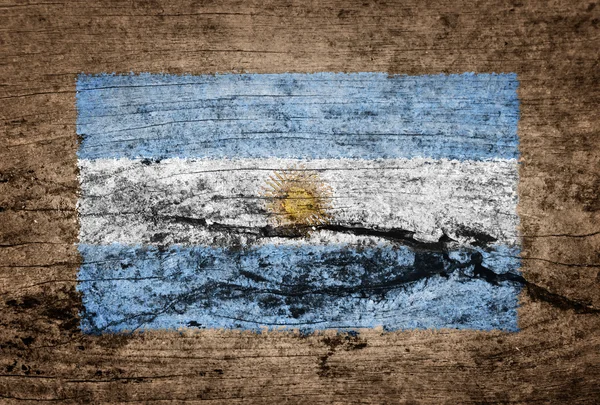 Argentina flagga målade på trä bakgrund — Stockfoto