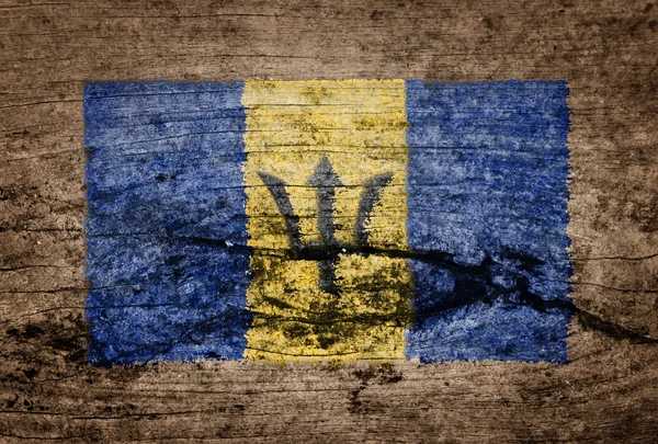 Barbados flag malet på træ baggrund - Stock-foto