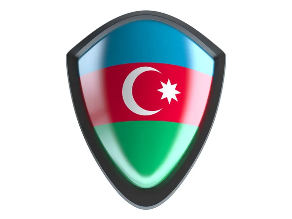 Bandera de Azerbaiyán sobre escudo metálico aislado sobre fondo blanco . —  Fotos de Stock