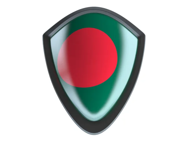 Vlag van Bangladesh op metalen schild isoleren op witte achtergrond. — Stockfoto