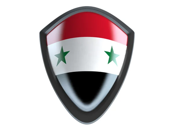 Syria flag on metal shield isolate on white background. — Stock Photo, Image