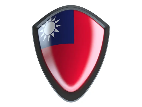 Taiwan flag på metal skjold isolere på hvid baggrund . - Stock-foto