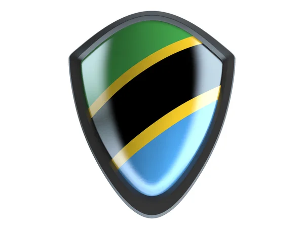 Tanzania flag på metal skjold isolere på hvid baggrund . - Stock-foto