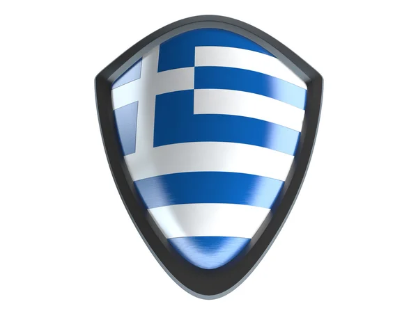 Görögország lobogója fém pajzs elkülöníteni a fehér háttér. — Stock Fotó