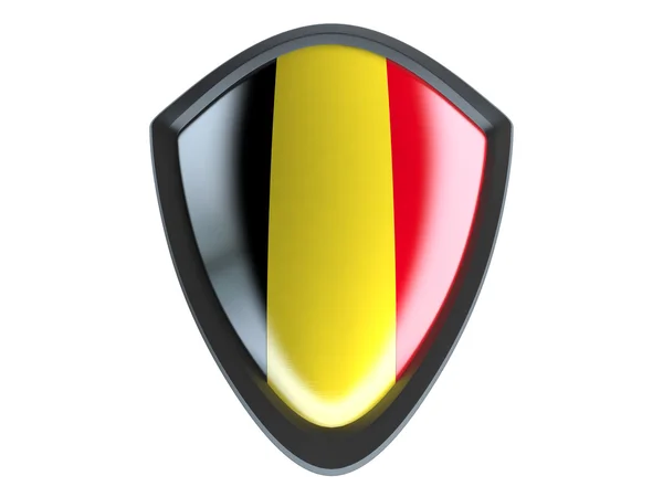 金属シールドのベルギー国旗を白い背景の分離します。. — ストック写真