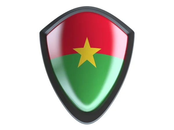 Vlag van Burkina Faso op metalen schild isoleren op witte achtergrond. — Stockfoto