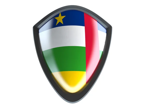 中非共和国国旗上金属屏蔽隔离上白色 b — 图库照片