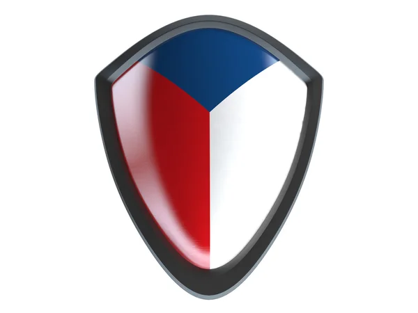 Česká republika vlajka na kovový štít izolovat na bílém pozadí. — Stock fotografie