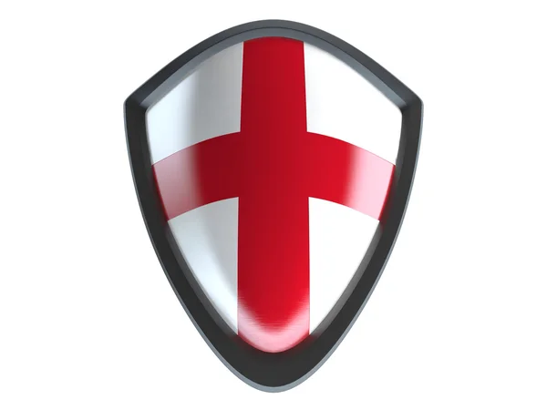 Прапор Англії на металевих щит ізолювати на білому тлі. — стокове фото