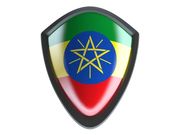 Etiopian lippu metalli kilpi eristää valkoisella taustalla . — kuvapankkivalokuva