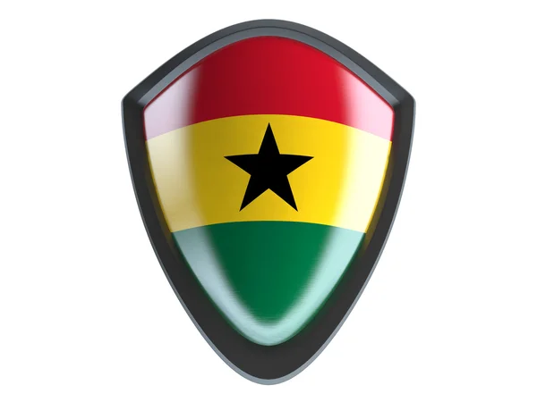 Flaga Ghany na metalową osłonę izolować na białym tle. — Zdjęcie stockowe