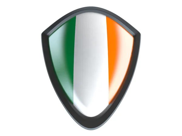 Flaga Irlandii na metalową osłonę izolować na białym tle. — Zdjęcie stockowe