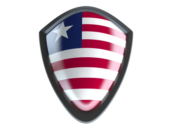 Bandeira da Libéria no escudo de metal isolado no fundo branco . — Fotografia de Stock