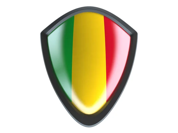 Mali flag on metal shield isolate on white background. — Stock Photo, Image