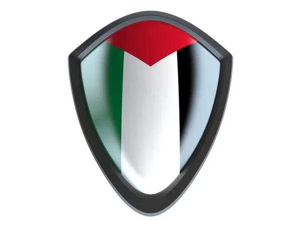 Beyaz arka plan üzerinde metal kalkanı Palestine bayrak izole. — Stok fotoğraf