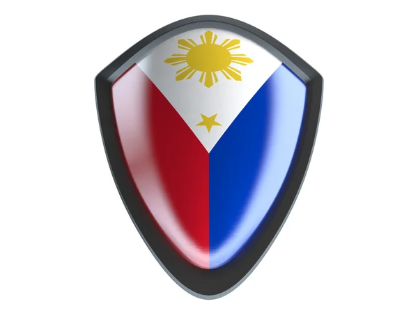 Bandera de Filipinas sobre escudo metálico aislado sobre fondo blanco . — Foto de Stock