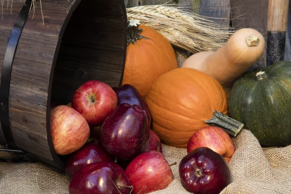 Manzanas y calabazas de otoño de vacaciones —  Fotos de Stock