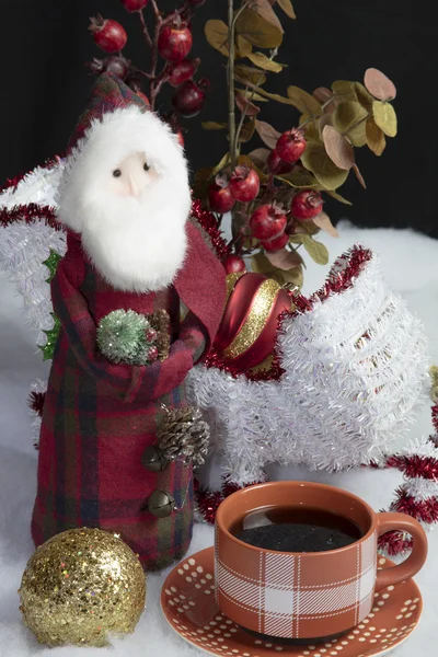 圣诞老人的雪橇设置为圣诞节和咖啡 — 图库照片