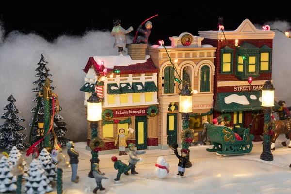 Scena miniatura bożonarodzeniowa wioska — Zdjęcie stockowe