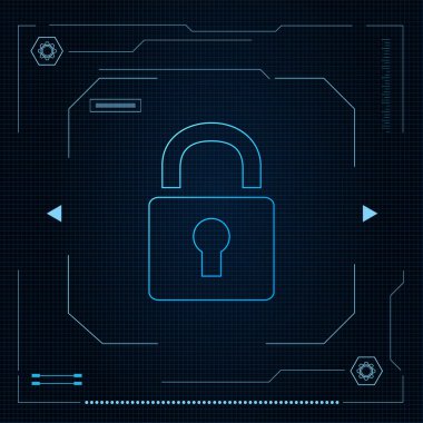 Siber güvenlik teknolojisi konsepti, Kalkan Anahtar Deliği simgesi, kişisel veriler, vektör illüstrasyonu