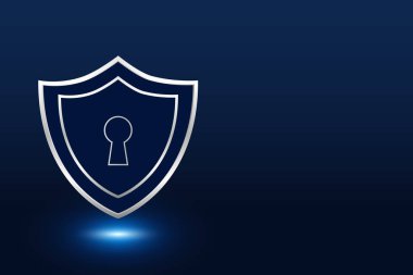 Siber güvenlik teknolojisi konsepti, Kalkan Anahtar Deliği simgesi, kişisel veriler, vektör illüstrasyonu