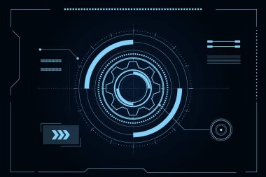 Bilim kurgu fütüristik kullanıcı arayüzü, HUD, Teknoloji soyut arkaplan, Vektör illüstrasyonu.