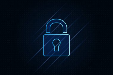 Siber güvenlik teknolojisi konsepti, Kalkan Anahtar Deliği simgesi, kişisel veri , 