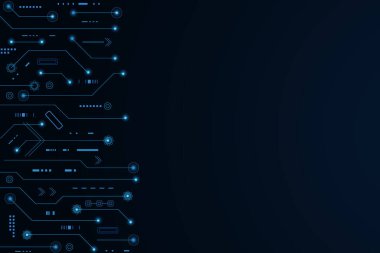 Vektör fütüristik devre kartı, Elektronik anakart, İletişim ve mühendislik konsepti, yüksek teknoloji dijital teknoloji konsepti