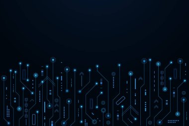 Vektör fütüristik devre kartı, Elektronik anakart, İletişim ve mühendislik konsepti, yüksek teknoloji dijital teknoloji konsepti