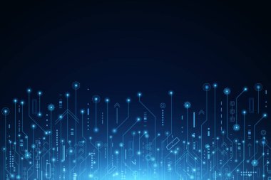Vektör fütüristik devre kartı, Elektronik anakart, İletişim ve mühendislik konsepti, yüksek teknoloji dijital teknoloji konsepti