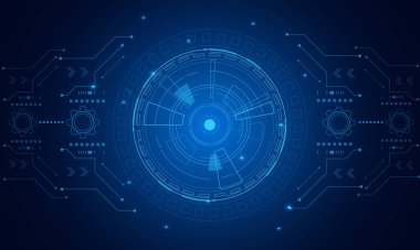 Bilim kurgu fütüristik kullanıcı arayüzü, HUD, Teknoloji soyut arkaplan, Vektör illüstrasyonu.