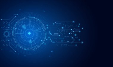 Bilim kurgu fütüristik kullanıcı arayüzü, HUD, Teknoloji soyut arkaplan, Vektör illüstrasyonu.