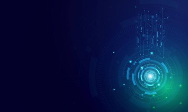 Bilim kurgu fütüristik kullanıcı arayüzü, HUD, Teknoloji soyut arkaplan, Vektör illüstrasyonu.