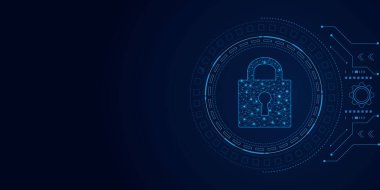 Siber güvenlik teknolojisi konsepti, Kalkan Anahtar Deliği simgesi, kişisel veri , 