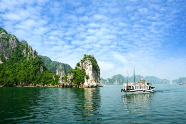 Halong Bay Vietnam. UNESCO dünya mirası. Vietnam'daki en popüler yeri.